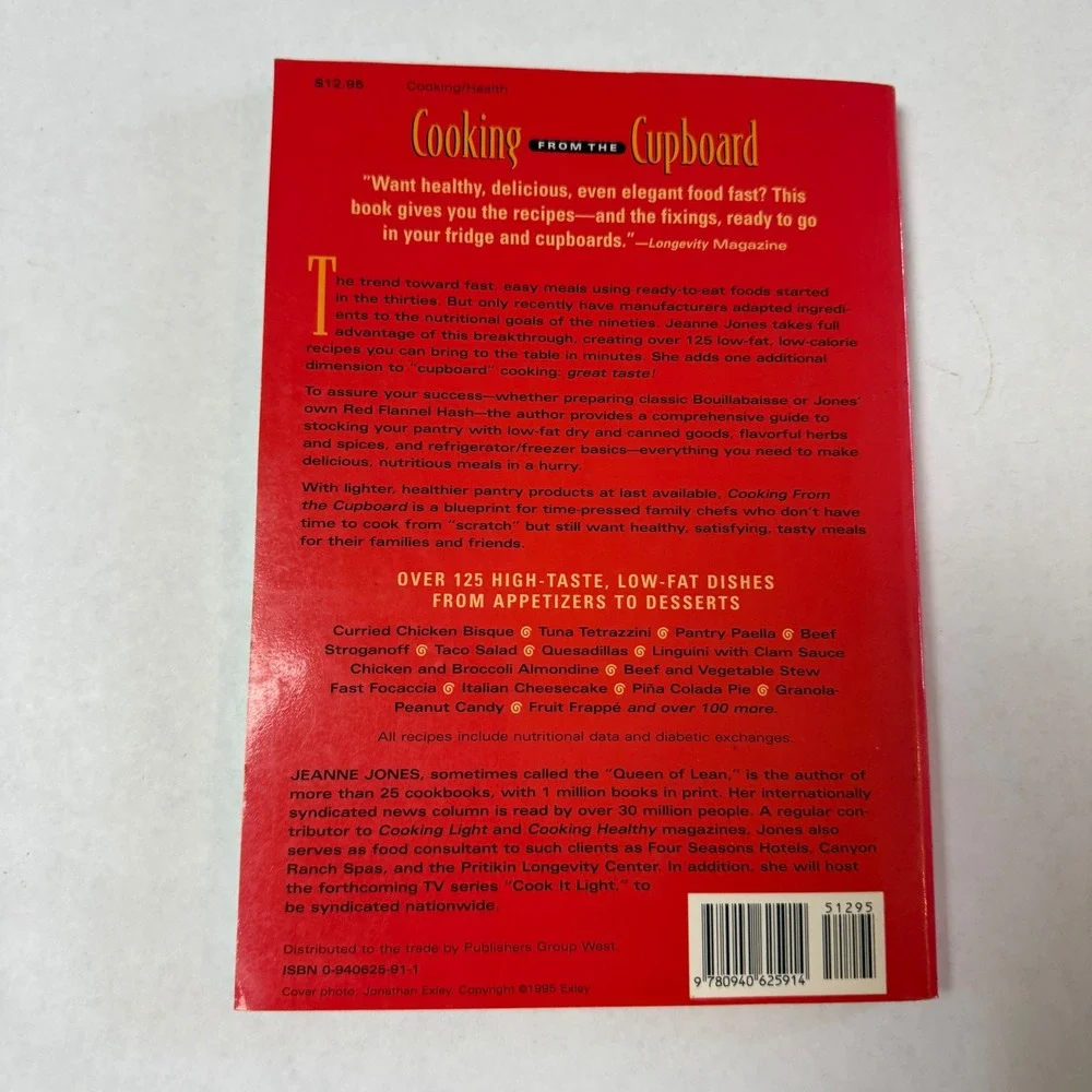 Cooking from the Cupboard Jeanne Jones Low-Fat Recipes Cookbook 1995 1st Edition